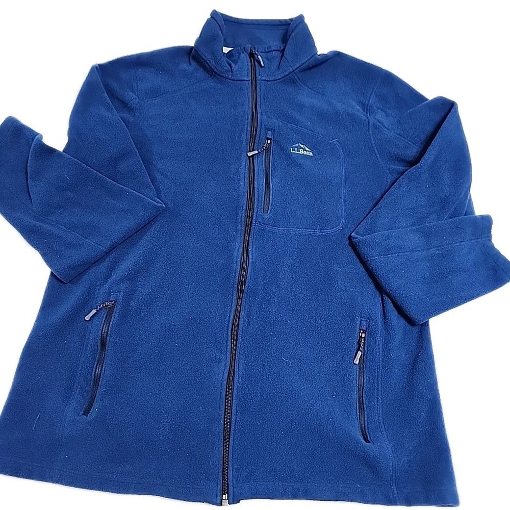 L.L. Bean Polartec Fleece Full Zip Jacket Zip Pockets Blue Men's L‎ Tall